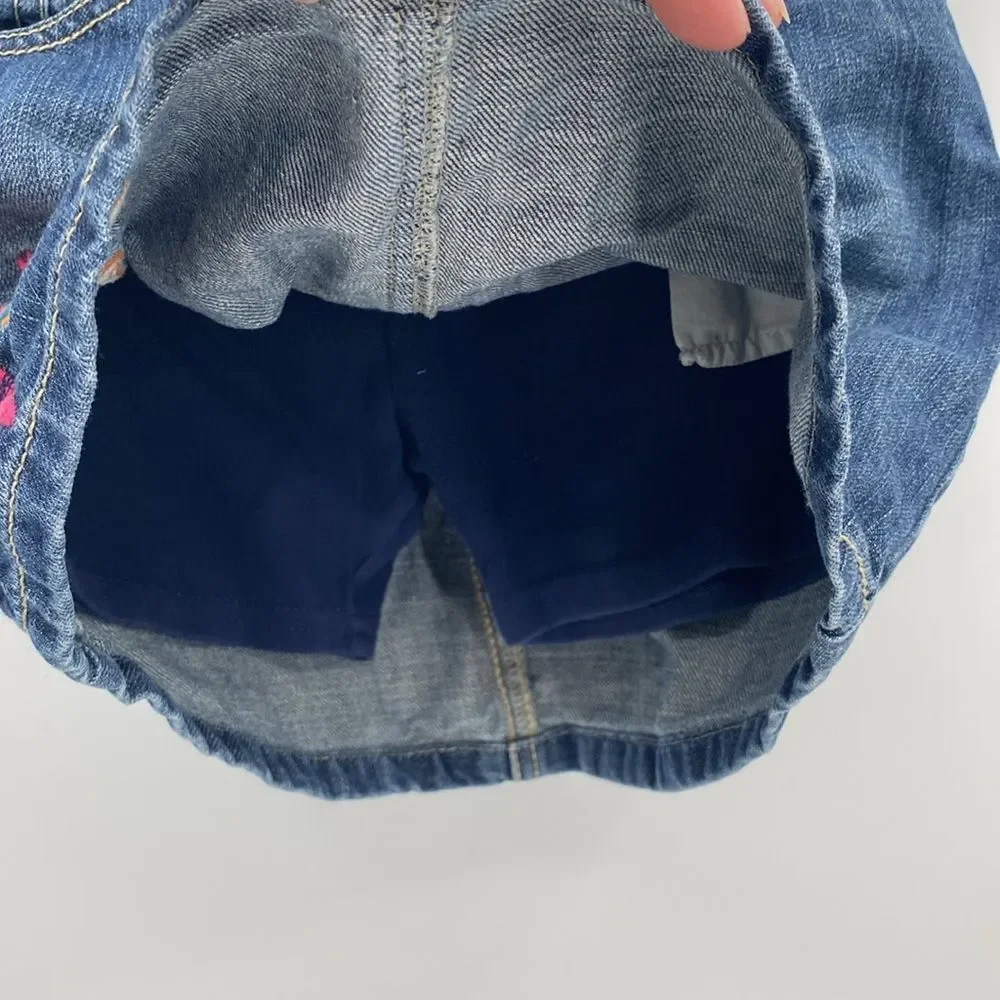 Gymboree Fox Skort Jean Skirt w/ Shorts Cute Fox Girl Flower size 8
